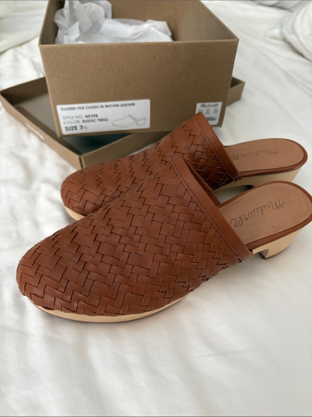 Madewell Woven Leather Mule - Cognac - Picture 1 of 6